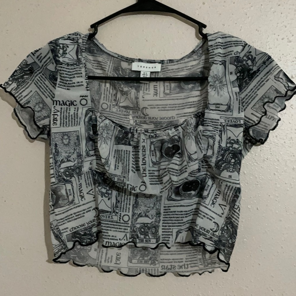 News paper print crop top